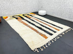 Abstract Orange Black Moroccan Wool Rug – Handmade Modern Berber