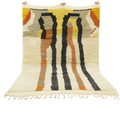 Abstract Orange Black Moroccan Wool Rug – Handmade Modern Berber