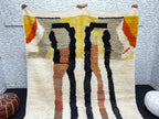 Abstract Orange Black Moroccan Wool Rug – Handmade Modern Berber