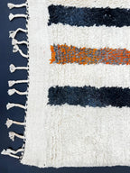 Abstract Orange Black Moroccan Wool Rug – Handmade Modern Berber