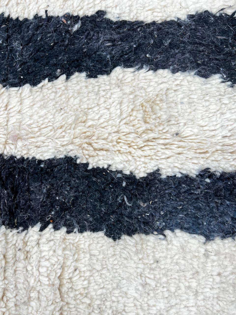 Abstract Orange Black Moroccan Wool Rug – Handmade Modern Berber