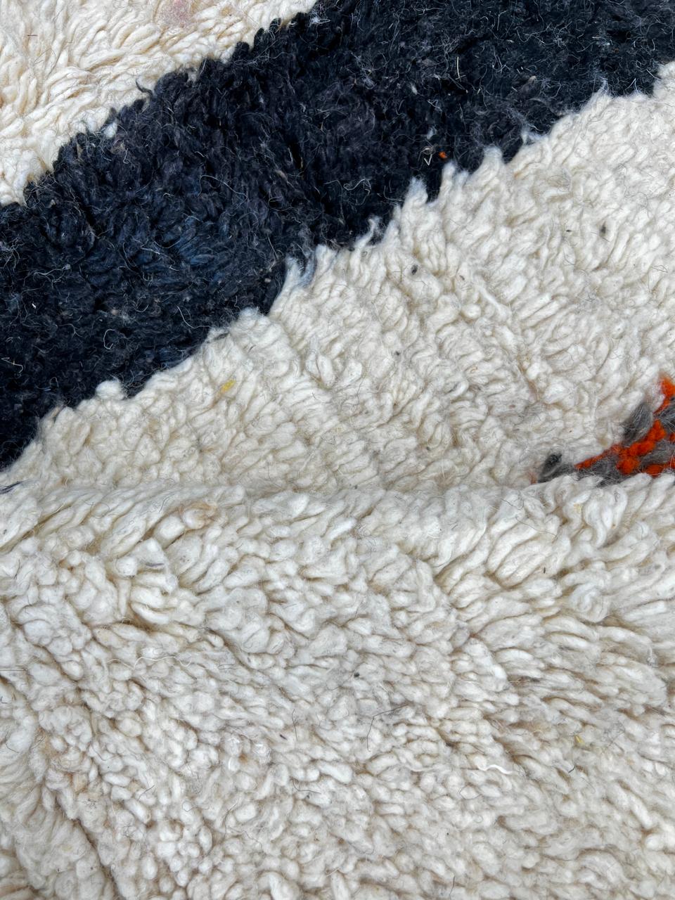 Abstract Orange Black Moroccan Wool Rug – Handmade Modern Berber