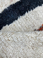 Abstract Orange Black Moroccan Wool Rug – Handmade Modern Berber