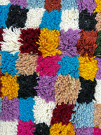 Checkerboard Multicolor Moroccan Wool Rug – Handmade Natural Wool