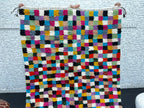 Checkerboard Multicolor Moroccan Wool Rug – Handmade Natural Wool