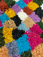 Checkerboard Multicolor Moroccan Wool Rug – Handmade Natural Wool