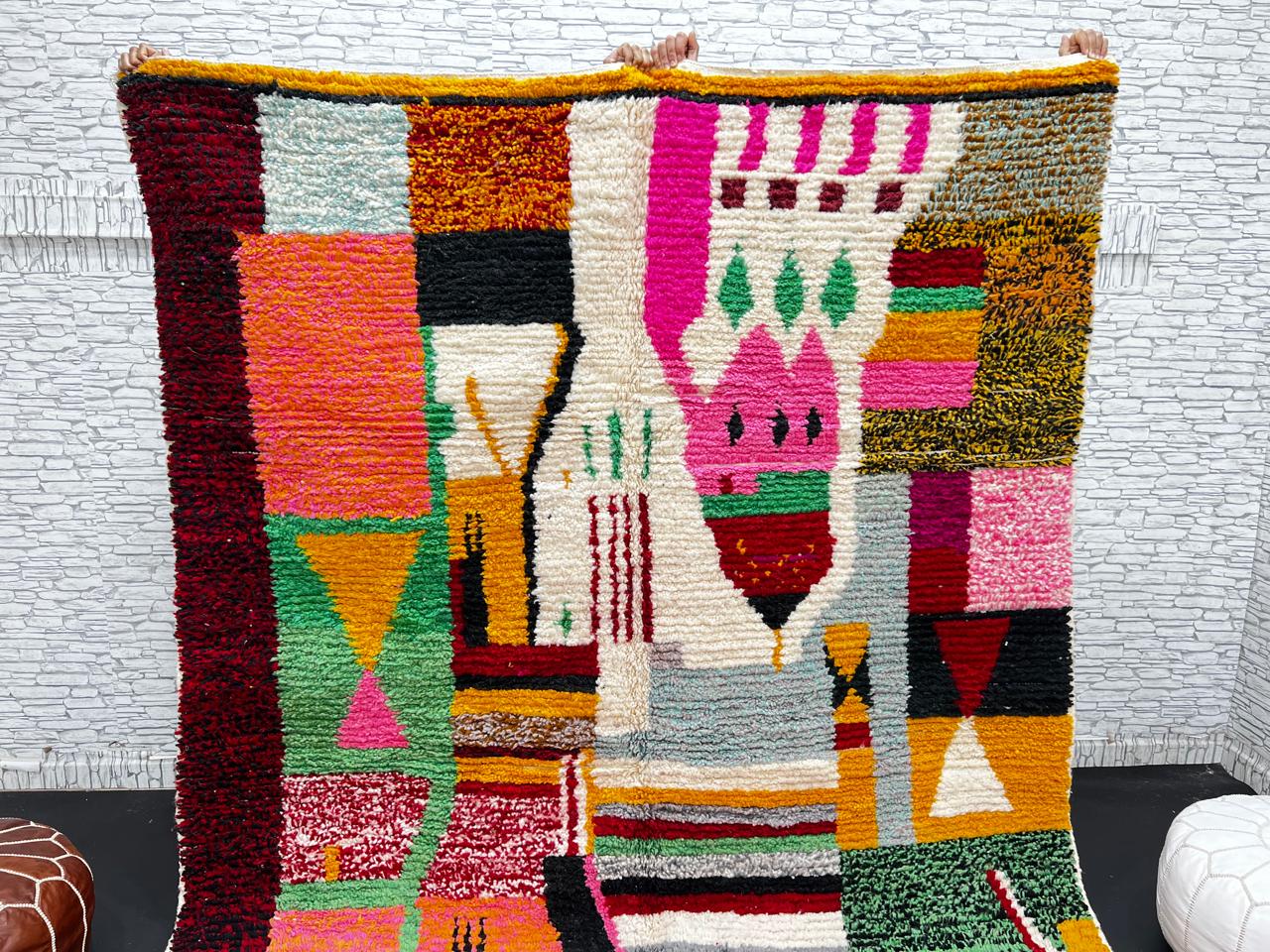 Colorful Abstract Moroccan Wool Rug – Handmade Berber Design