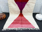 Red & Pink Moroccan Wool Rug – Handmade Modern Berber Carpet