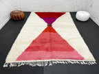 Red & Pink Moroccan Wool Rug – Handmade Modern Berber Carpet