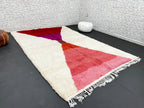 Red & Pink Moroccan Wool Rug – Handmade Modern Berber Carpet