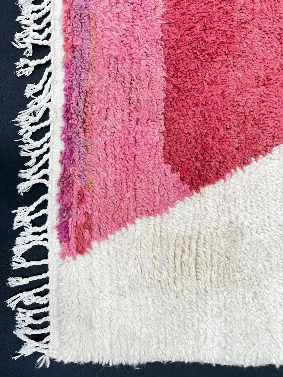 Red & Pink Moroccan Wool Rug – Handmade Modern Berber Carpet